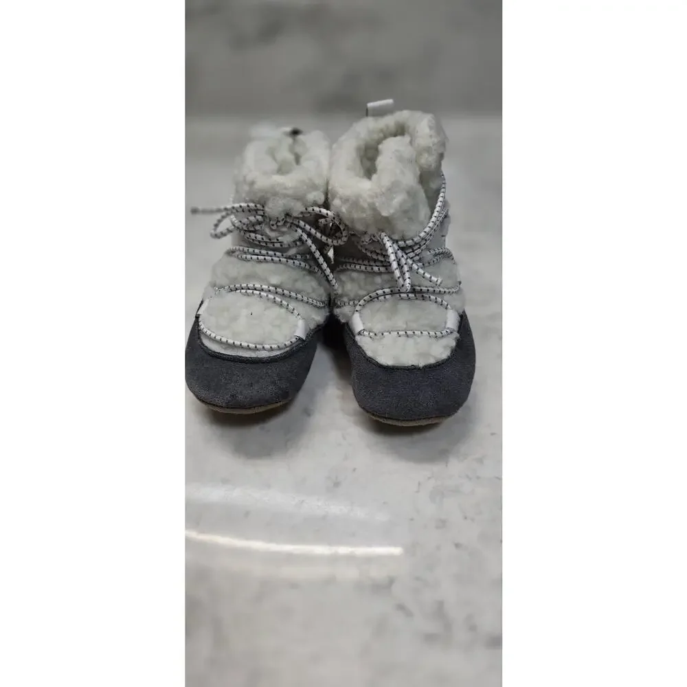 Robeez Faux-fur/lace up/winter boots/Charcoal sherpa/ size 1